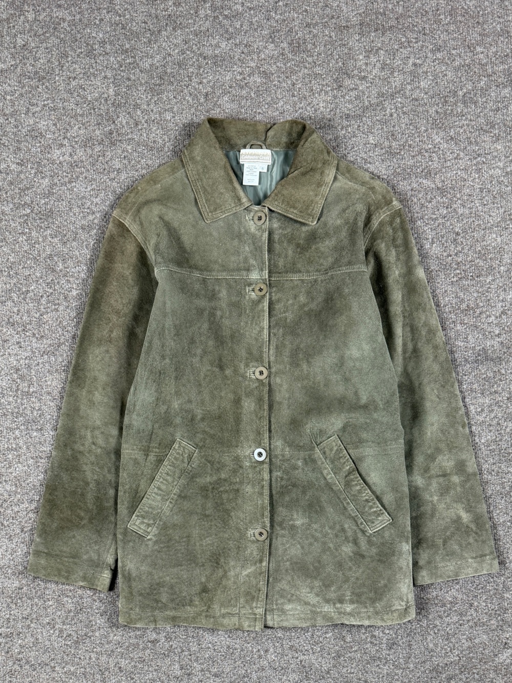 Vintage Coldwater Creek Green Suede Leather Button Front Jacket Women’s S‎ Y2K - Picture 2 of 9